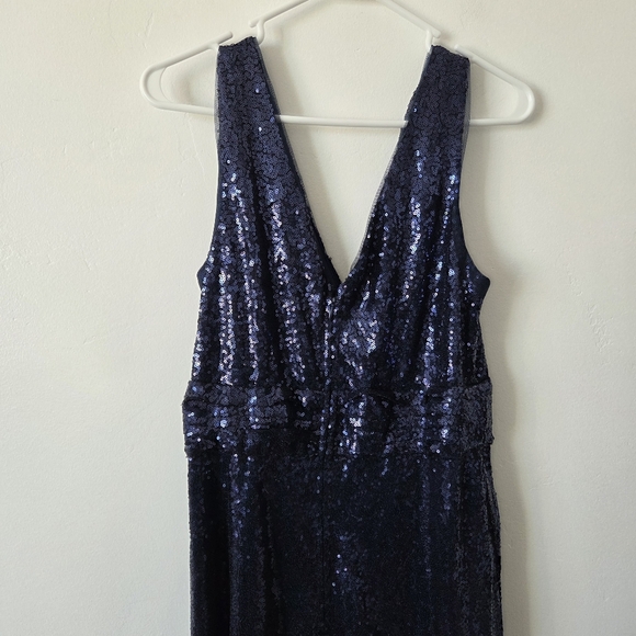 Kate Kasin Allover Sequin Maxi Dress Navy Blue Silver Formal Cocktail Event 12 - Picture 14 of 15